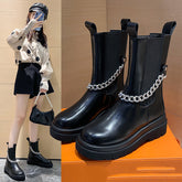 Round Toe Solid Colour Martin Boots